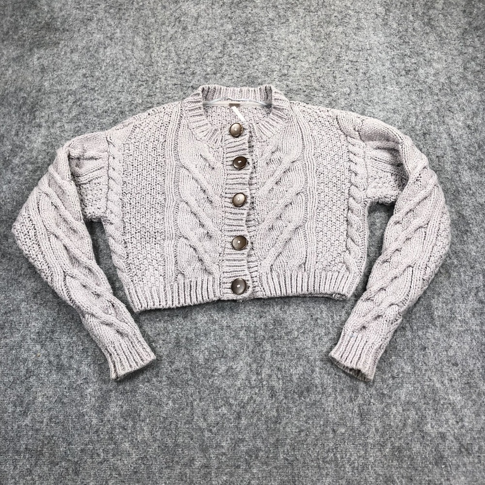 Free People Bonfire Cardigan Womens S Cable Knit Cropped Chunky Sweater Cottagec